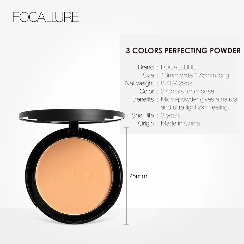 Mineral Face Pressed Oil Control Natural Foundation Powder 3 Colors Smooth Finish Concealer Setting