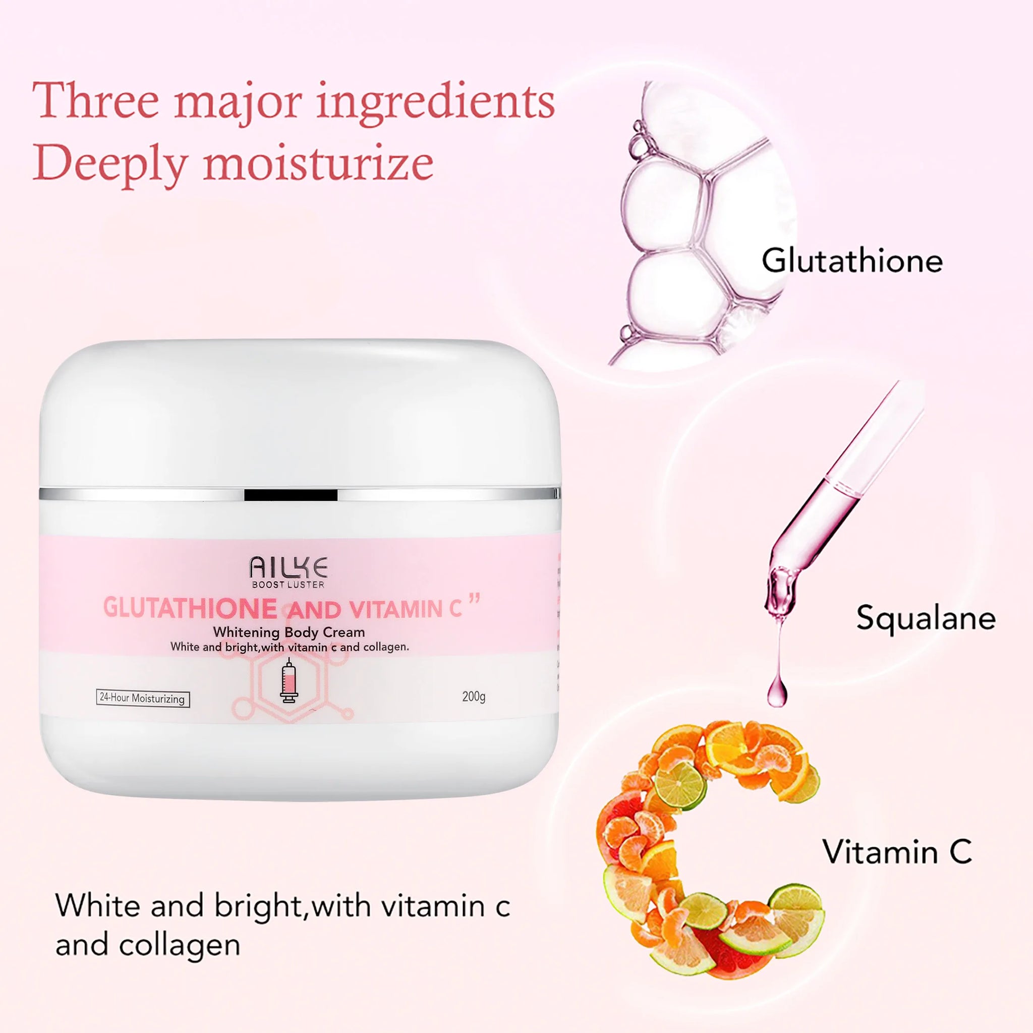 AILKE Glutathione and Vitamin C Moisturizing Body Cream for Skin Glowing, Radiance Boost | Nourishes & Hydrates Skin Naturally