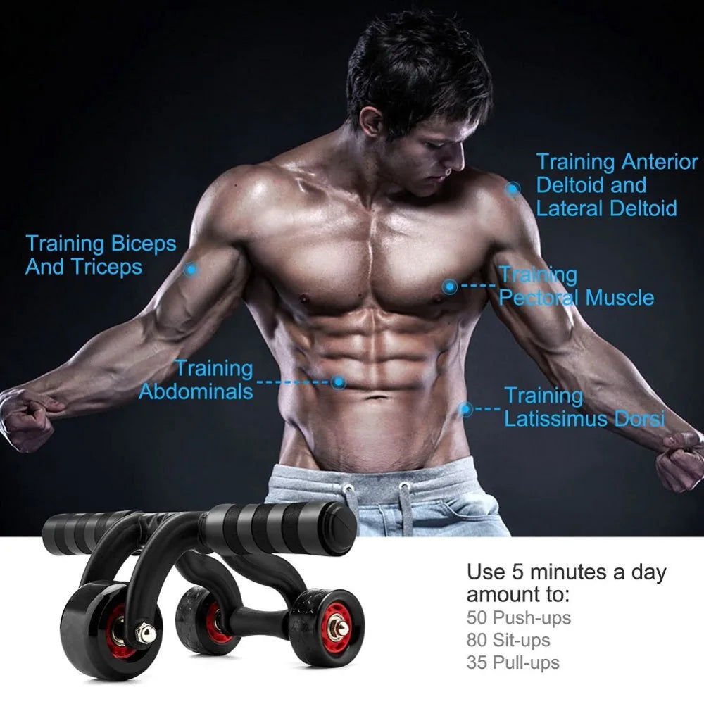 New 3 Wheels Fitness Abdominal Roller Core Exercise Six Pack Bodybuilding Belly Workout Tool Home Fitness Gym Home Equipment