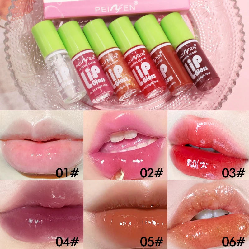 Lip Gloss Set Lipgloss Makeup Set Lip Oil Mirror Long Lasting Bb Lip Transparent Makeup Shine Glitter Lip Oil Cosmetic 6 Color