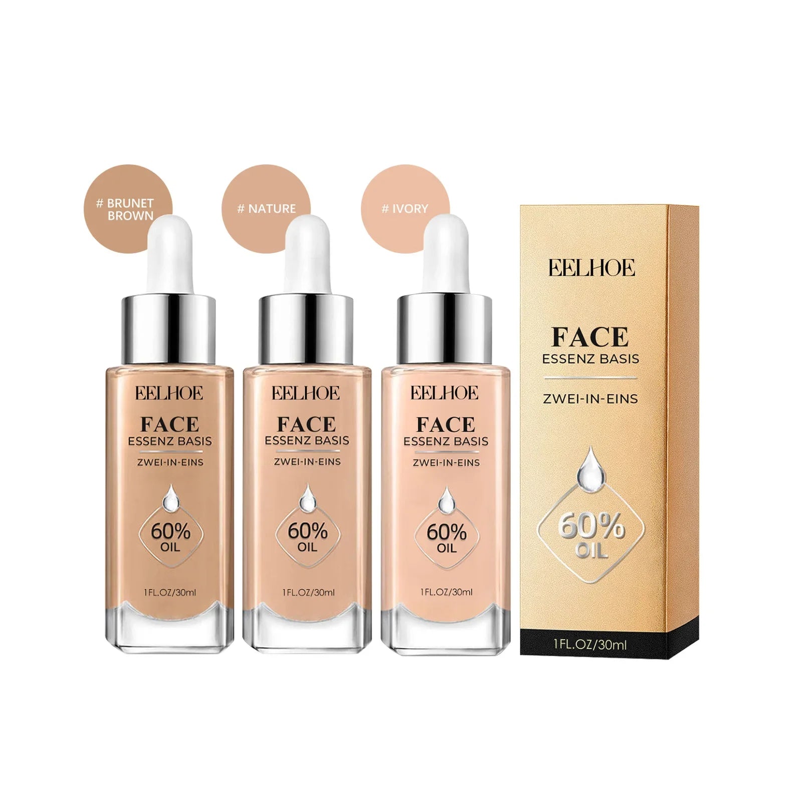 30ml Liquid Foundation Concealer Full Coverage Moisturizing Brighten Cream Cover Spot Acne Dark Circles Even Skin Tone Cosmetics