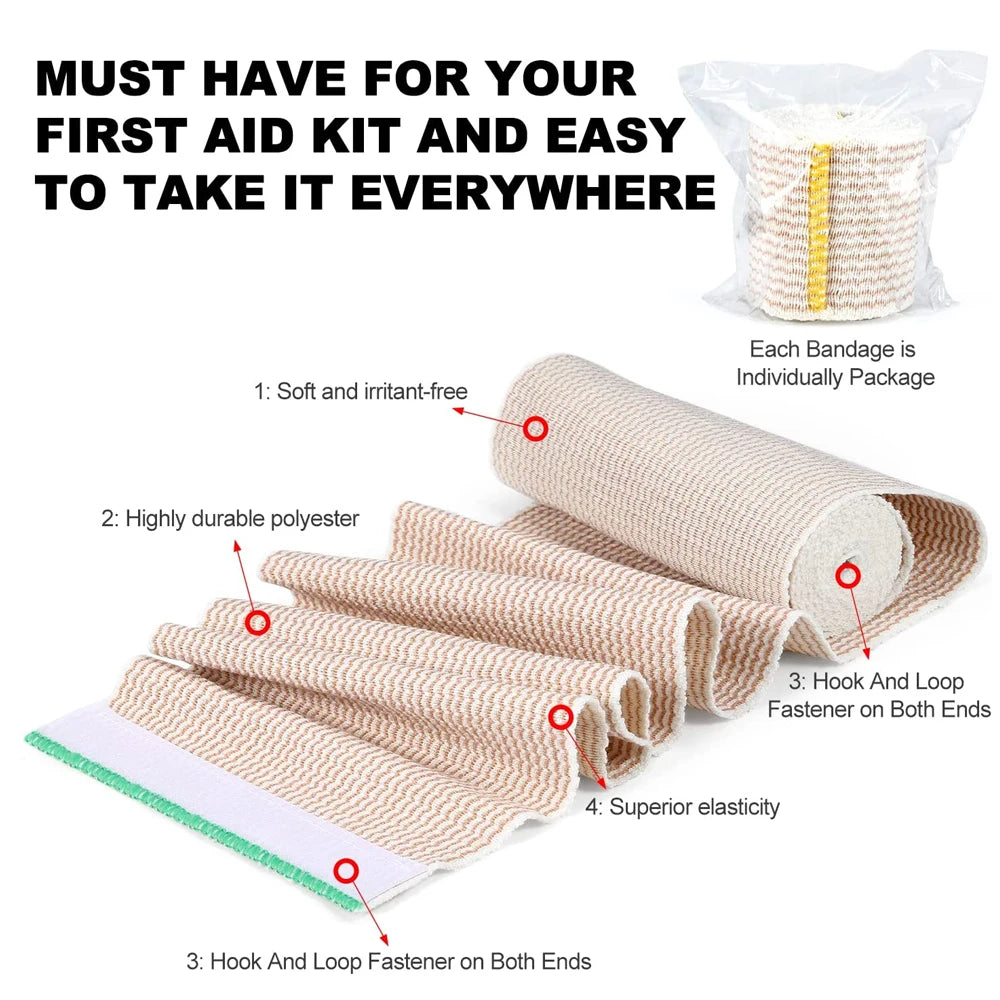 1 Roll Elastic Bandage Wraps with Self-Closure, Stretched Compression Bandage Wraps, Wound Care Product for Knees, First Aid Kit