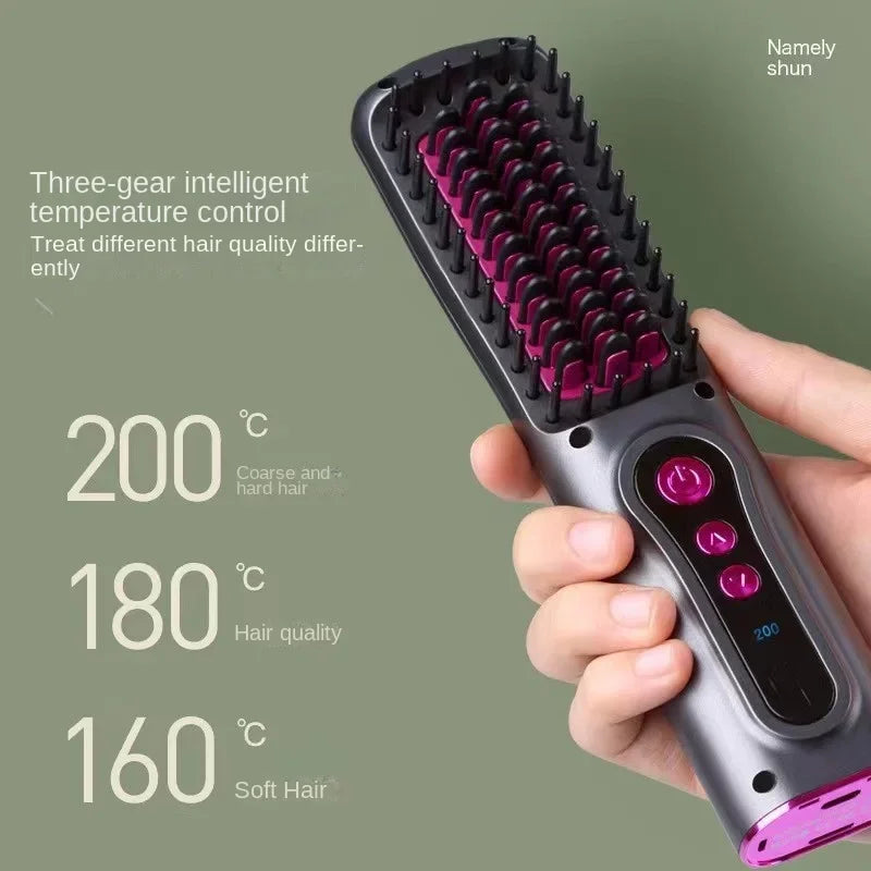 New dual purpose curling straightening styling comb hair salon portable charging straightener USB wireless curling comb