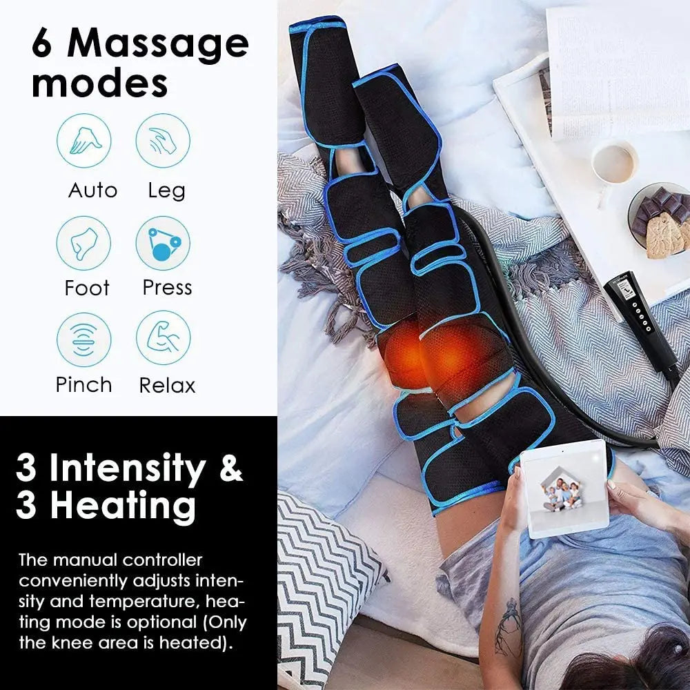 Leg Muscle Relaxer 6 modes Air Compression Recovery Boot Lymph Release Relieve Foot Fatigue Heating Leg Massager for Athletes