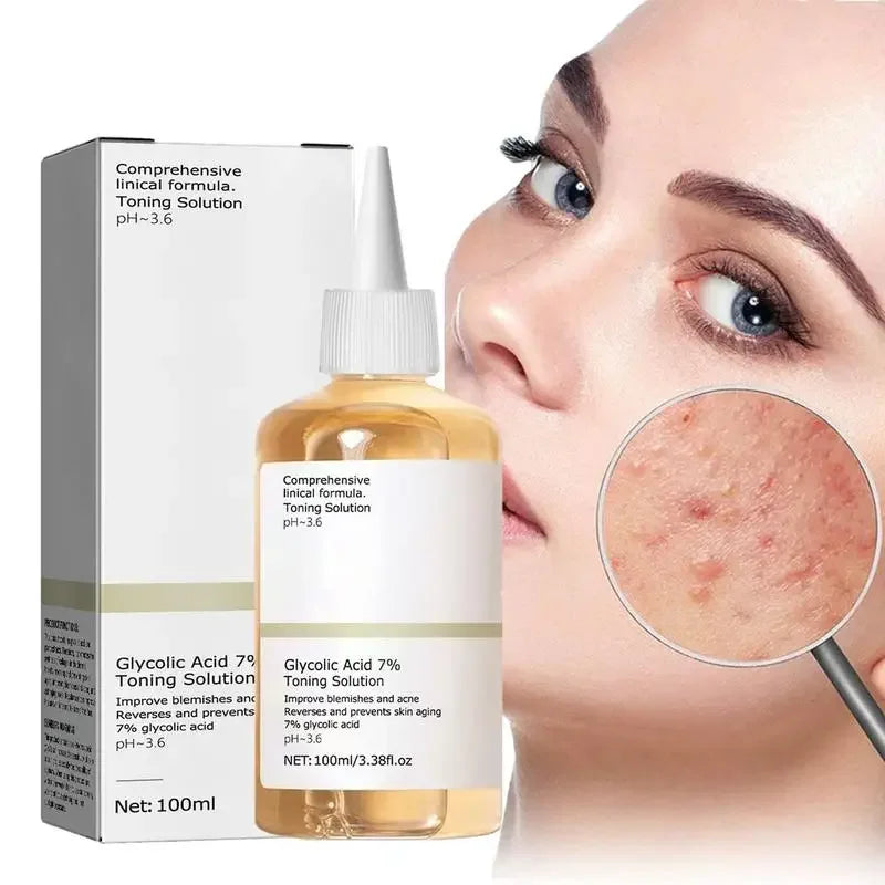 Hot 7% Glycolic Acid Toning Solution Lifting Firming Wrinkles Dispelling Acne Lighten Pore Glow Facial Skin Care Acid Toner 2024