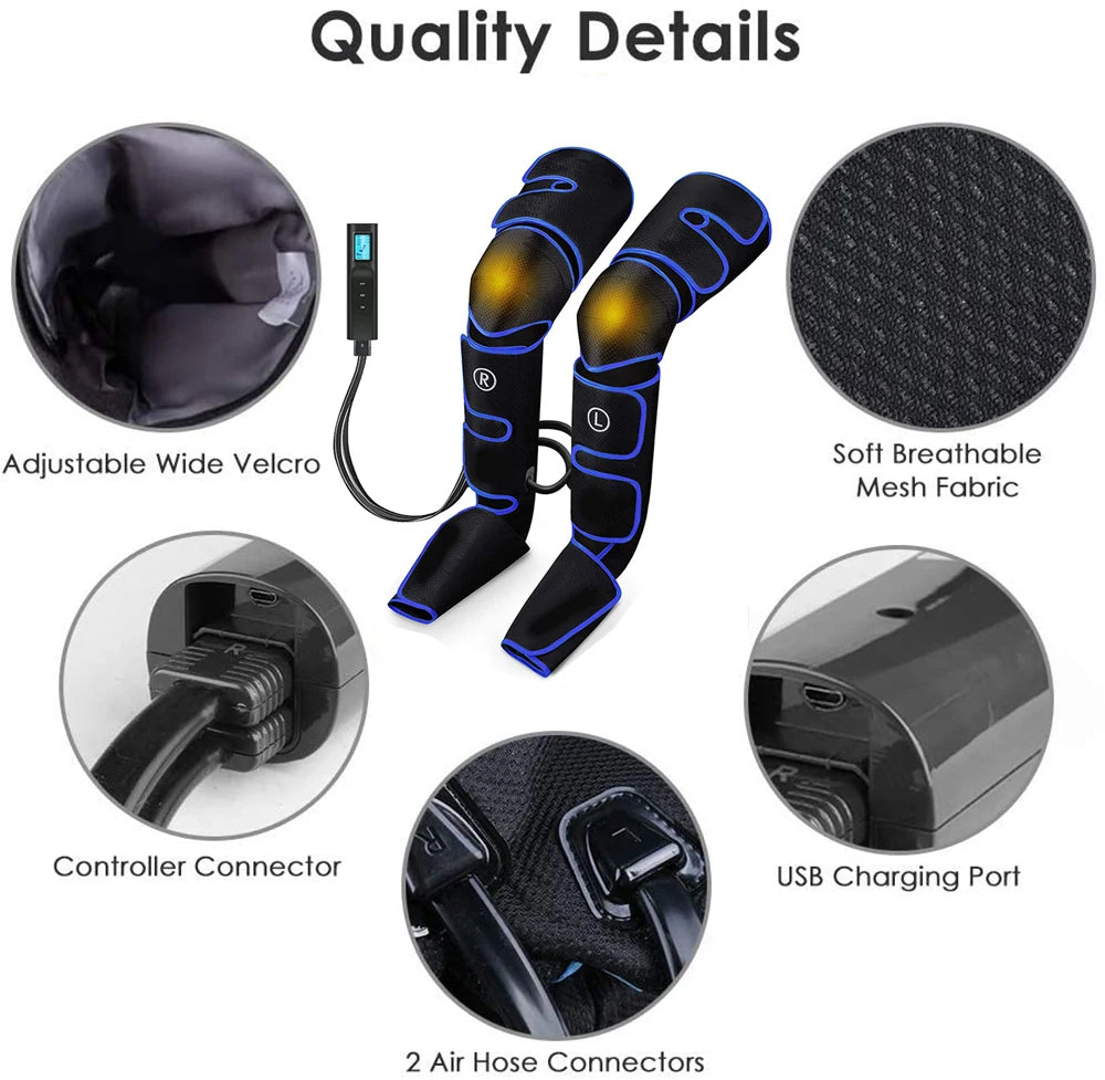 Leg Muscle Relaxer 6 modes Air Compression Recovery Boot Lymph Release Relieve Foot Fatigue Heating Leg Massager for Athletes