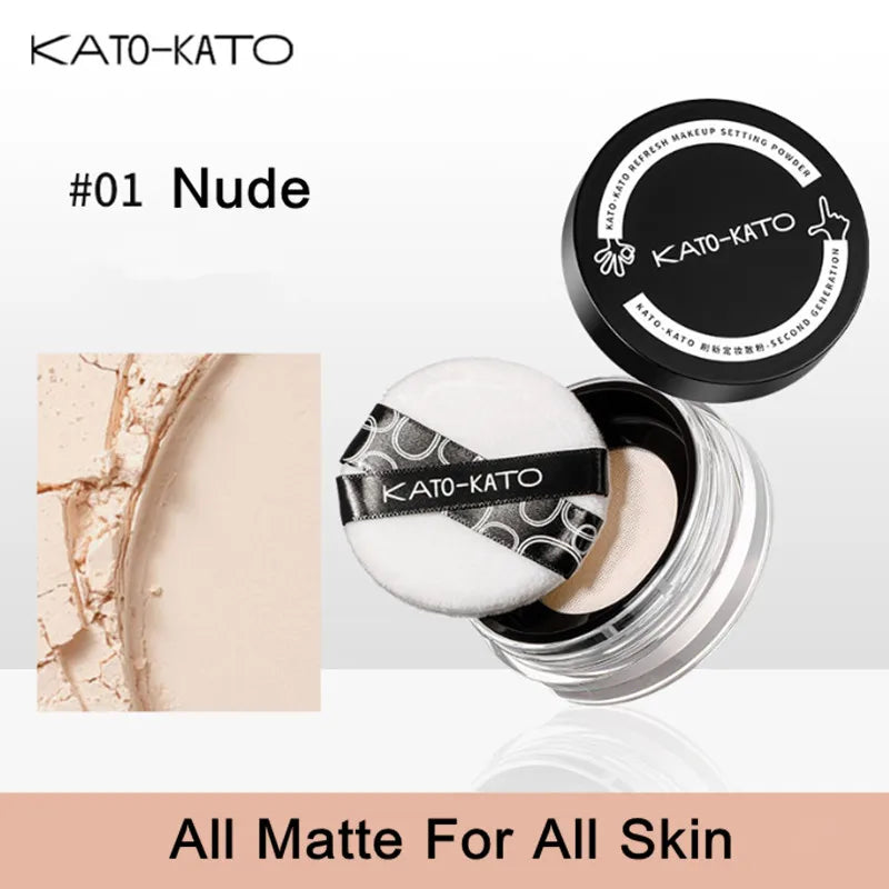 KATO Oil Control Loose Powder Soft Matte Shimmer Setting Finishing Foundation Powder Natural Long Lasting Brighten Skin