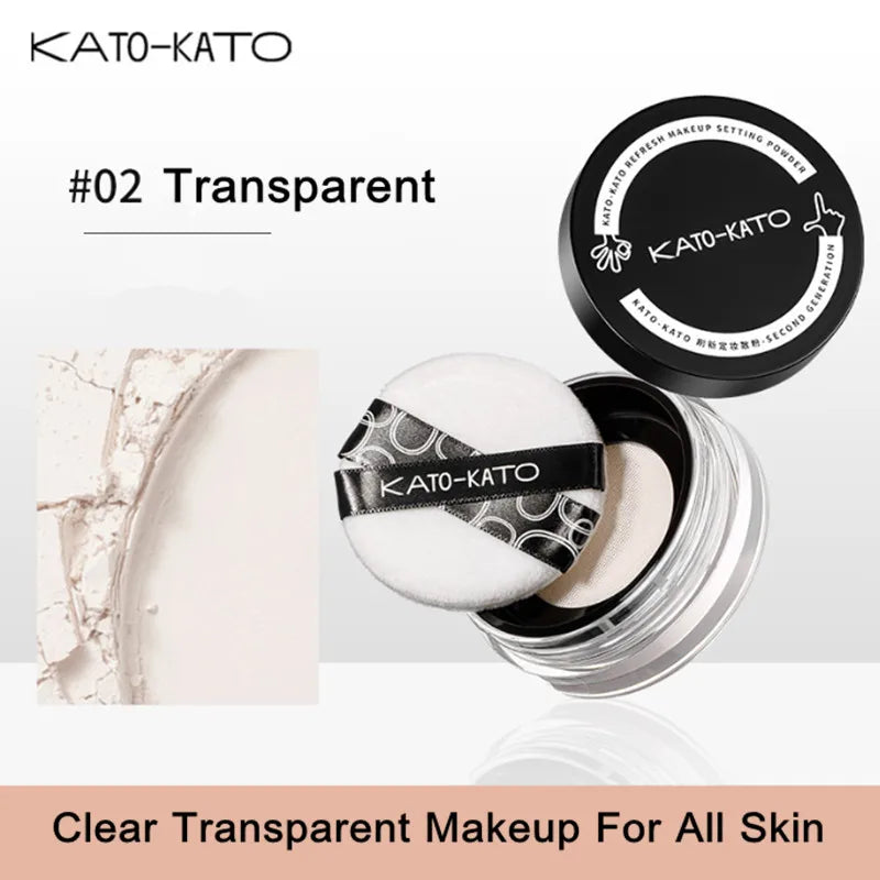 KATO Oil Control Loose Powder Soft Matte Shimmer Setting Finishing Foundation Powder Natural Long Lasting Brighten Skin