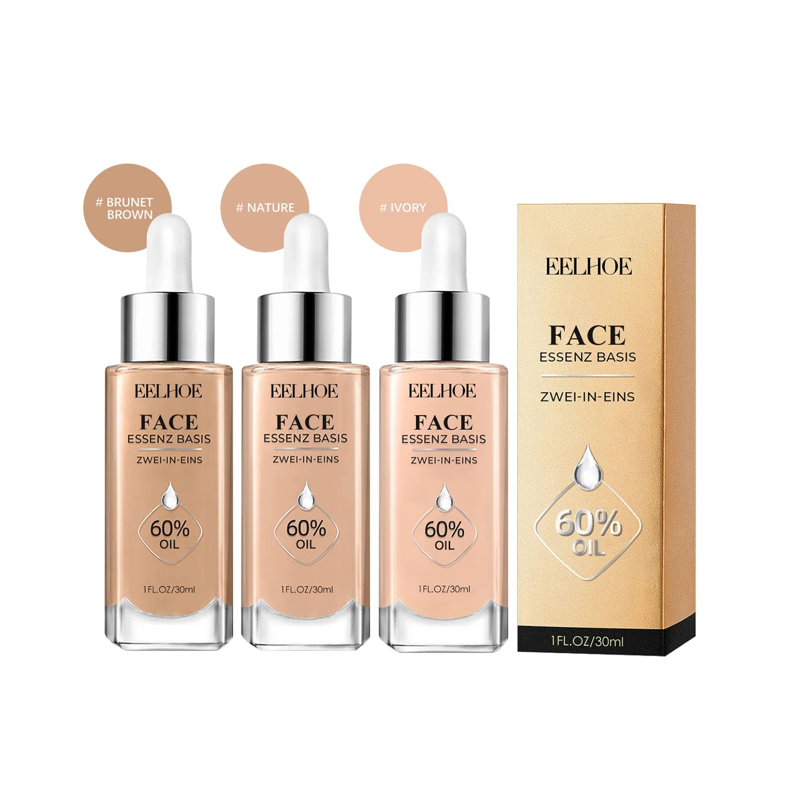 30ml Liquid Foundation Concealer Full Coverage Moisturizing Brighten Cream Cover Spot Acne Dark Circles Even Skin Tone Cosmetics