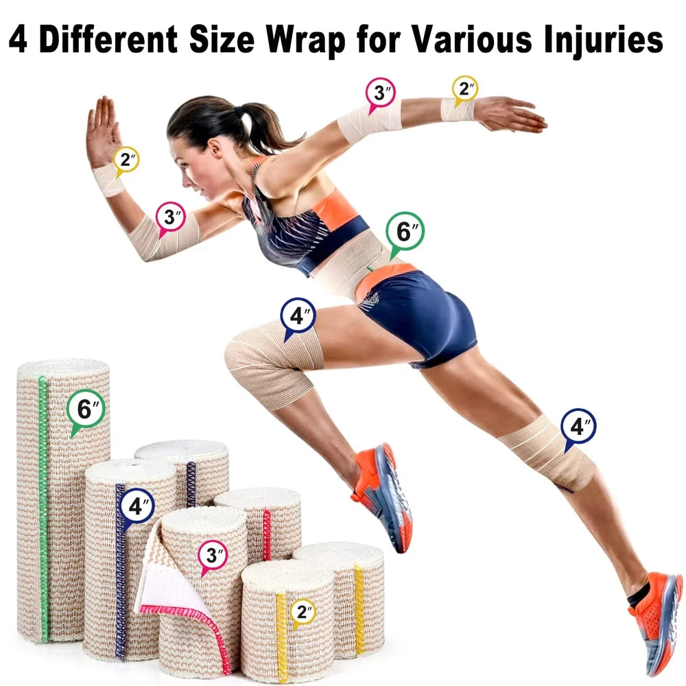 1 Roll Elastic Bandage Wraps with Self-Closure, Stretched Compression Bandage Wraps, Wound Care Product for Knees, First Aid Kit