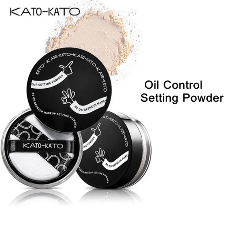 KATO Oil Control Loose Powder Soft Matte Shimmer Setting Finishing Foundation Powder Natural Long Lasting Brighten Skin