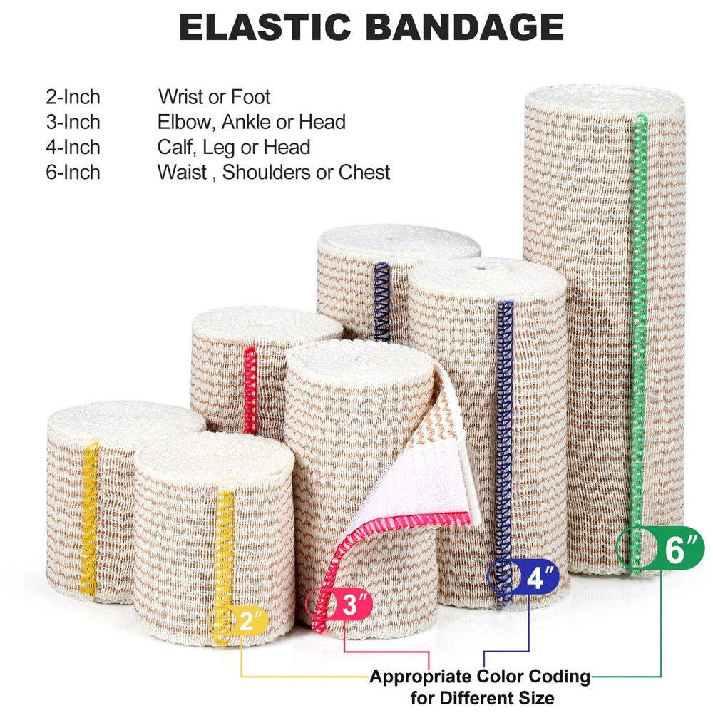 1 Roll Elastic Bandage Wraps with Self-Closure, Stretched Compression Bandage Wraps, Wound Care Product for Knees, First Aid Kit