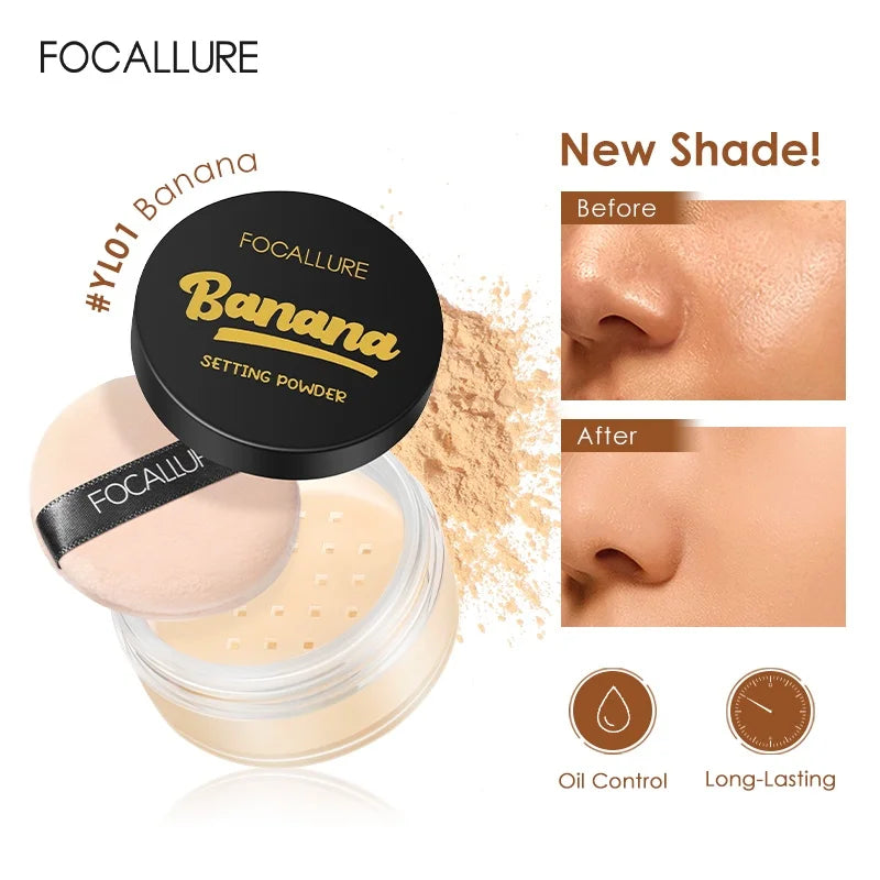 Focallure Face Loose Powder 3 Colors Ultra-Light Perfect Finishing Makeup Powder Waterproof Translucent Setting Powder Cosmetic