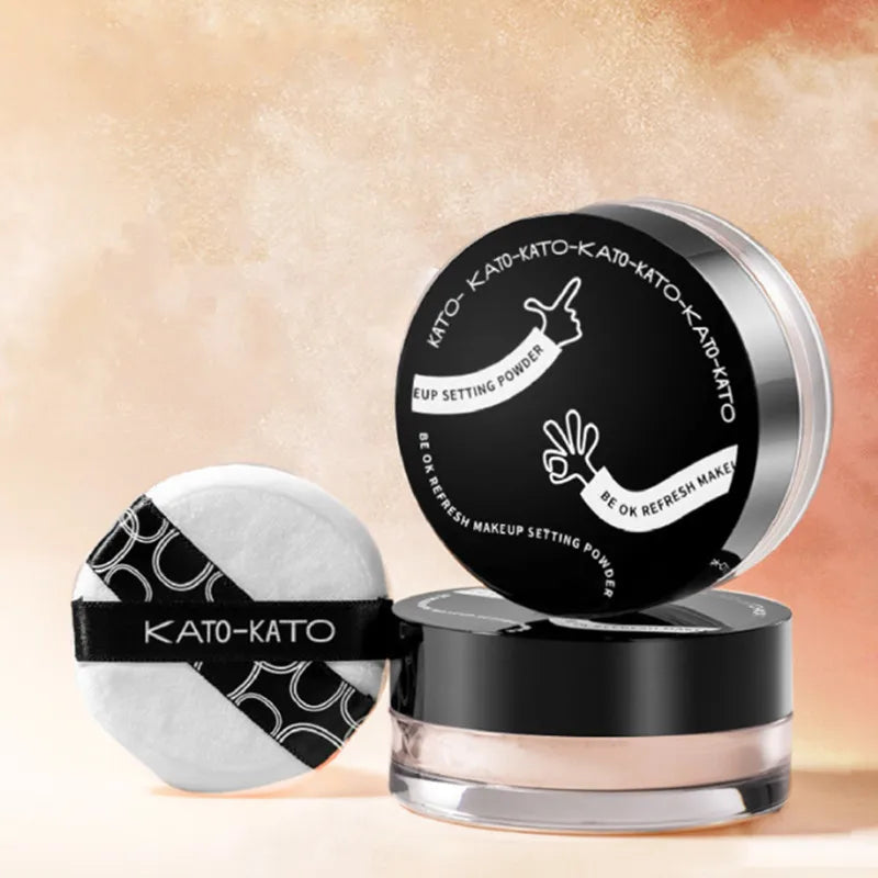 KATO Oil Control Loose Powder Soft Matte Shimmer Setting Finishing Foundation Powder Natural Long Lasting Brighten Skin